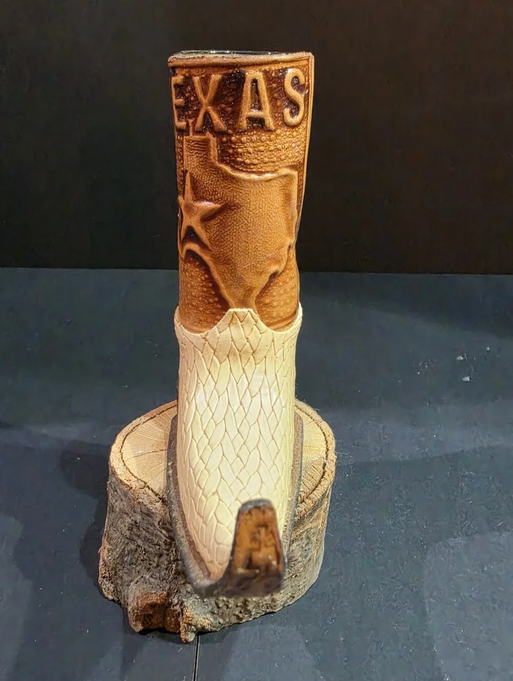 Texas Tooled Leather Mini Boot Shot Glass